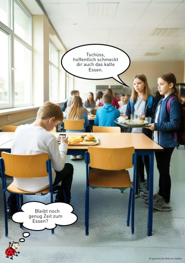 Junge ist Handy wichtiger als Mittagessen